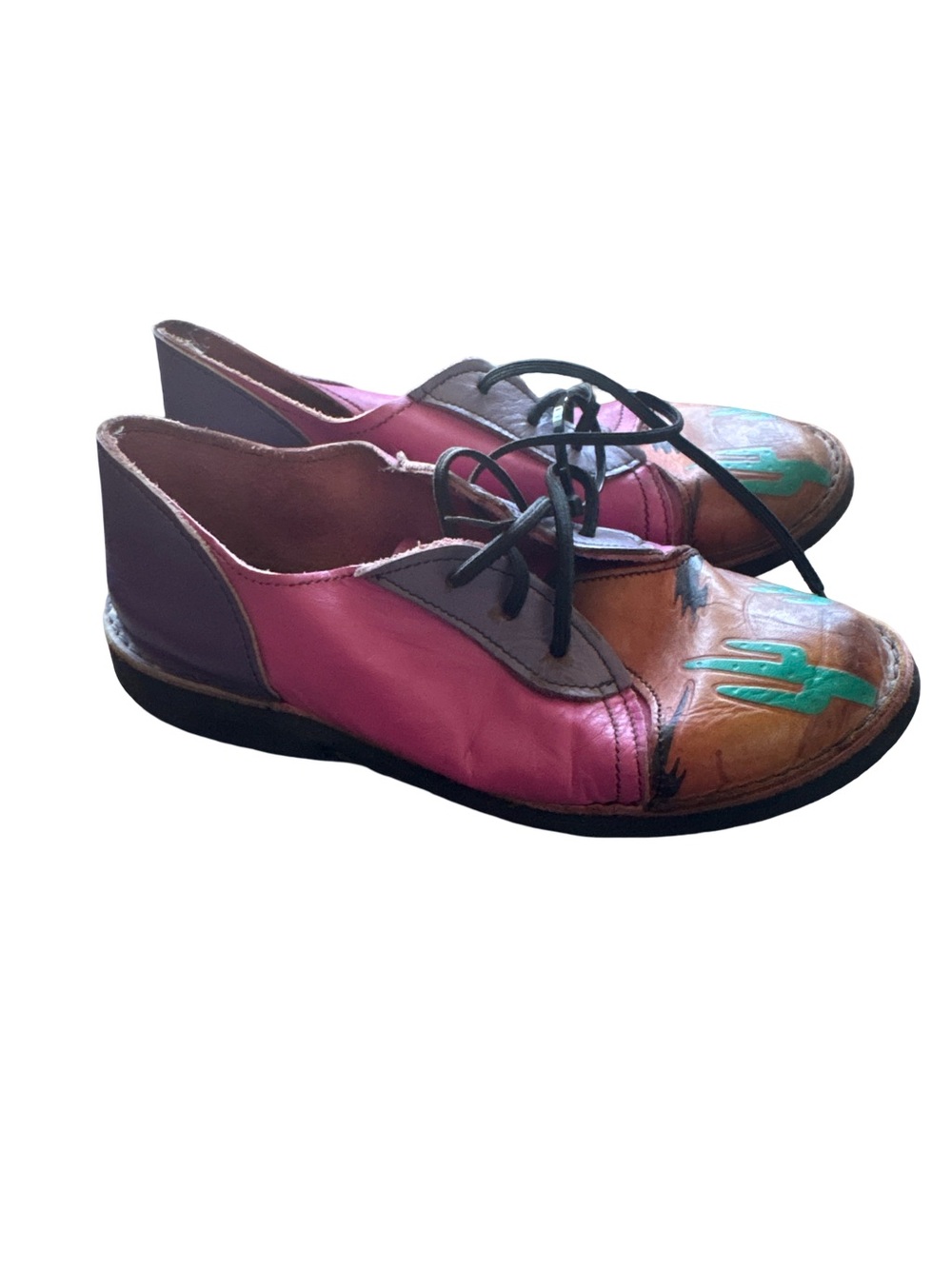 Vintage Soft leather Multicolor Lace-Up Leather Oxfords- size 8
